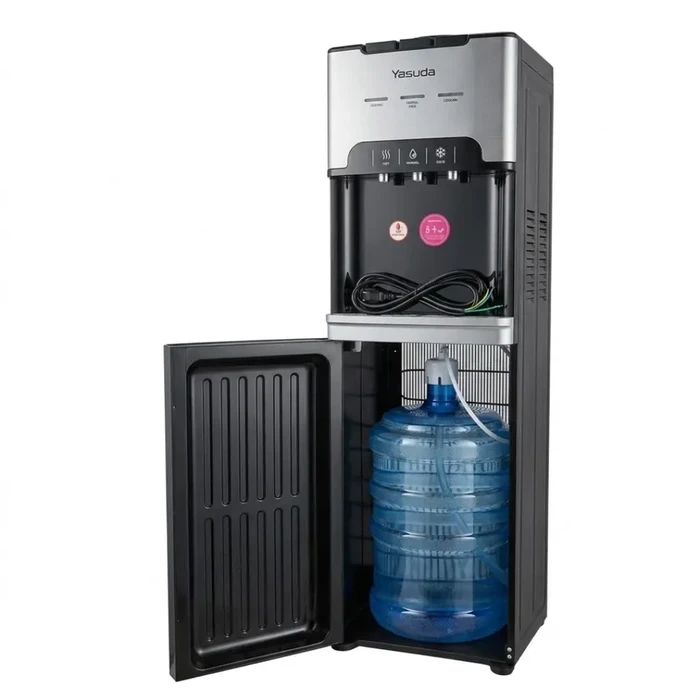 Yasuda 28L Hot Normal and Cool Bottom Loading Water Dispenser | Heavy Duty Compressor Cooling & SS Decoration | Push Button Control Child Lock Safety ABS Body | YS-HNCC28BL