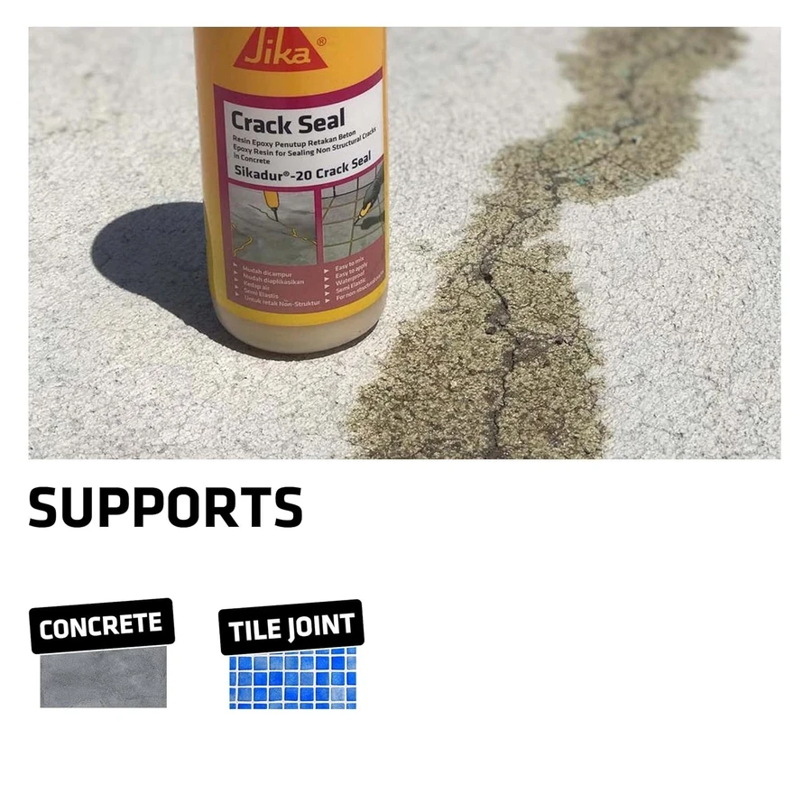 Sika Epoxy Crack Filler | Sikadur-20 Seals Hairline Cracks in Concrete Walls & Floors Before Waterproofing | For Tiles & Stone | 2-Part Resin | 140ml