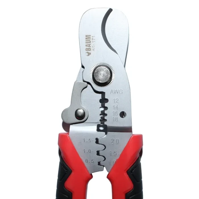 BAUM 7" (175mm) Multi-Functional Electrical Scissors & Cable Cutter | Hardened Stainless Steel Micro-Serrated Blades with Comfort Dual-Component Handles | Model ART 171 (Blister Packed)