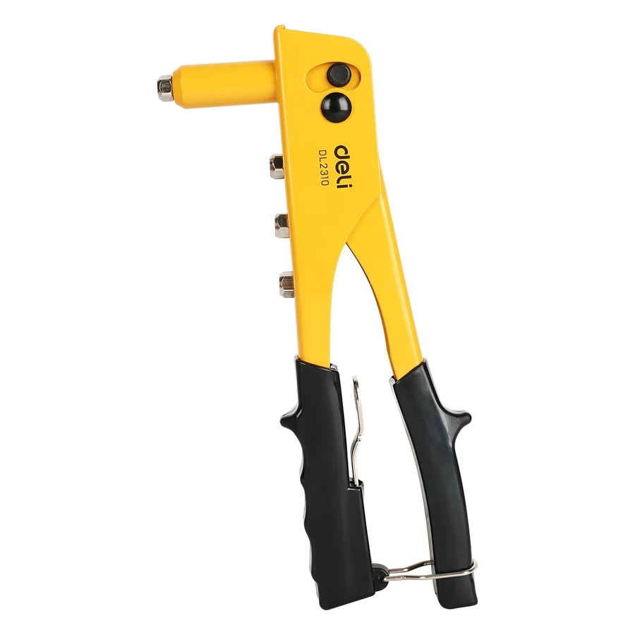 Deli 10" Professional 35CrMo Hand Riveter | Heavy-Duty Blind Rivet Gun with Chromium Molybdenum Nozzle & Auto-Return Force Spring | EDL2310