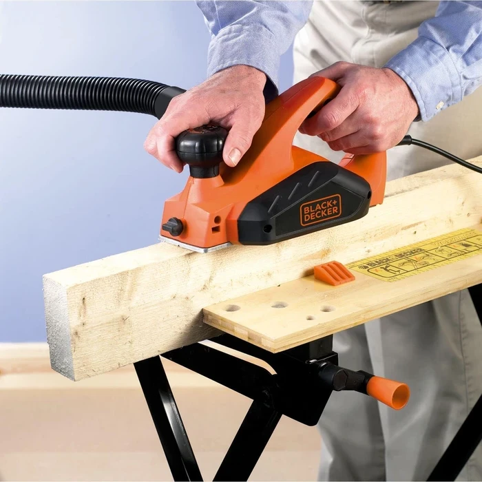 BLACK+DECKER 2.0mm Depth-of-Cut Electric Wood Planer | Precision V-Groove Chamfering & Timber Surfacing Machine | KW712-B5