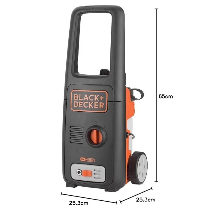 BLACK+DECKER 1400W 110 Bar High-Pressure Washer | 390 L/h Flow Rate Portable Wheeled Car & Patio Jet Cleaner | BXPW1400E-B5