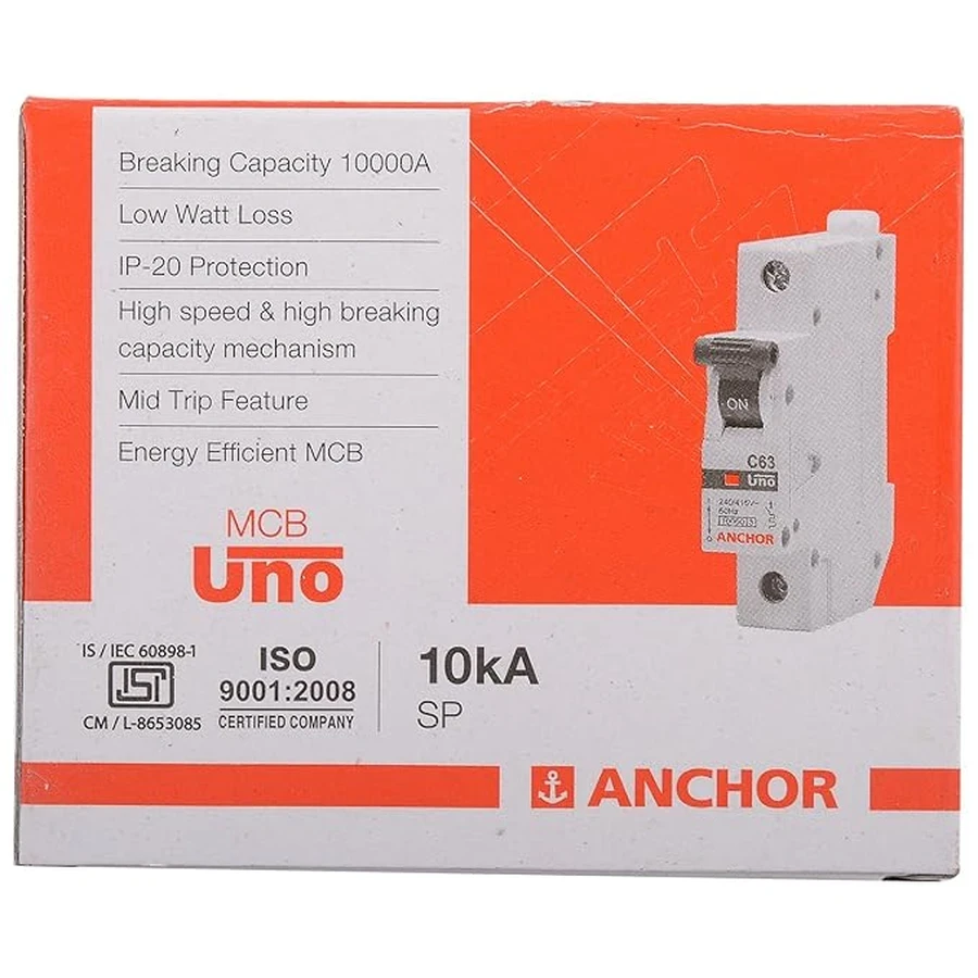 Anchor UNO SP MCB 25A 'C' Curve 98005 - Single Pole, Medium Current Capacity, Pole Mount Standard Circuit Breaker