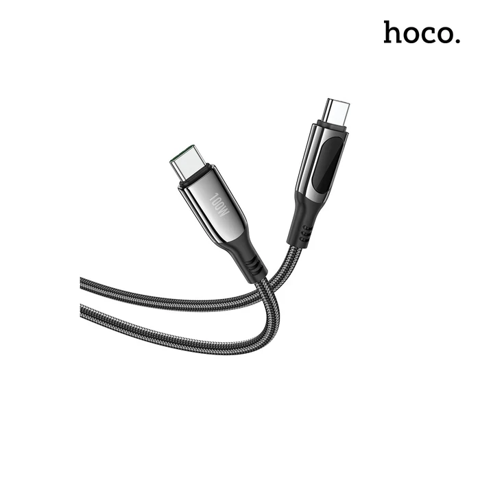Hoco Extreme Charging Data Cable | Type-C to Type-C 100W Logic | Digital Power Display Matrix | S51
