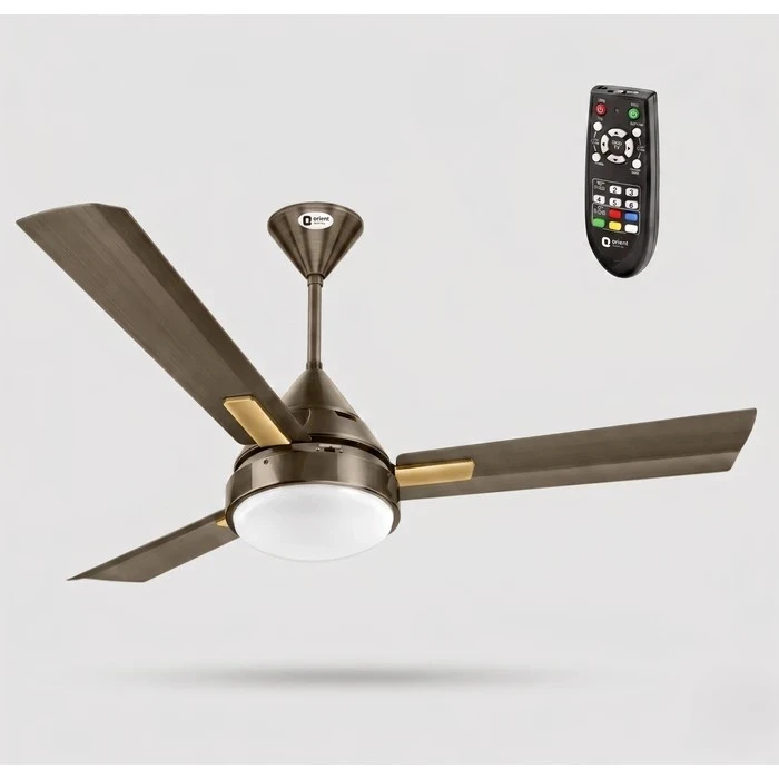 Orient Spectra Premium Ceiling Fan 70W | Elegant Metallic Finish | Remote Control | Antique Copper & Brushed Brass