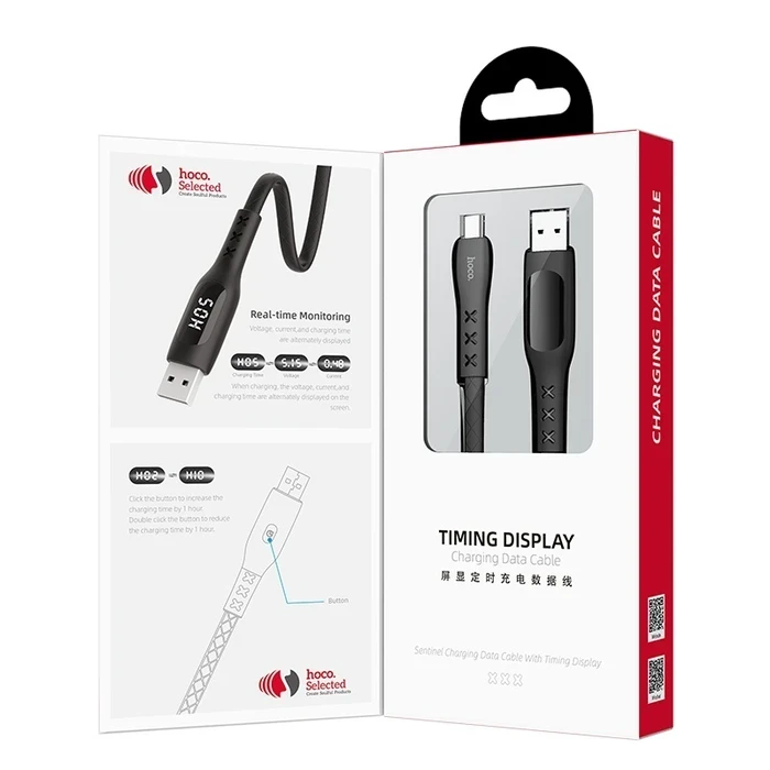 HOCO Sentinel Charging Cable | Type-C Connectivity Logic | 3A High-Fidelity Power Matrix | Timing Display | S6