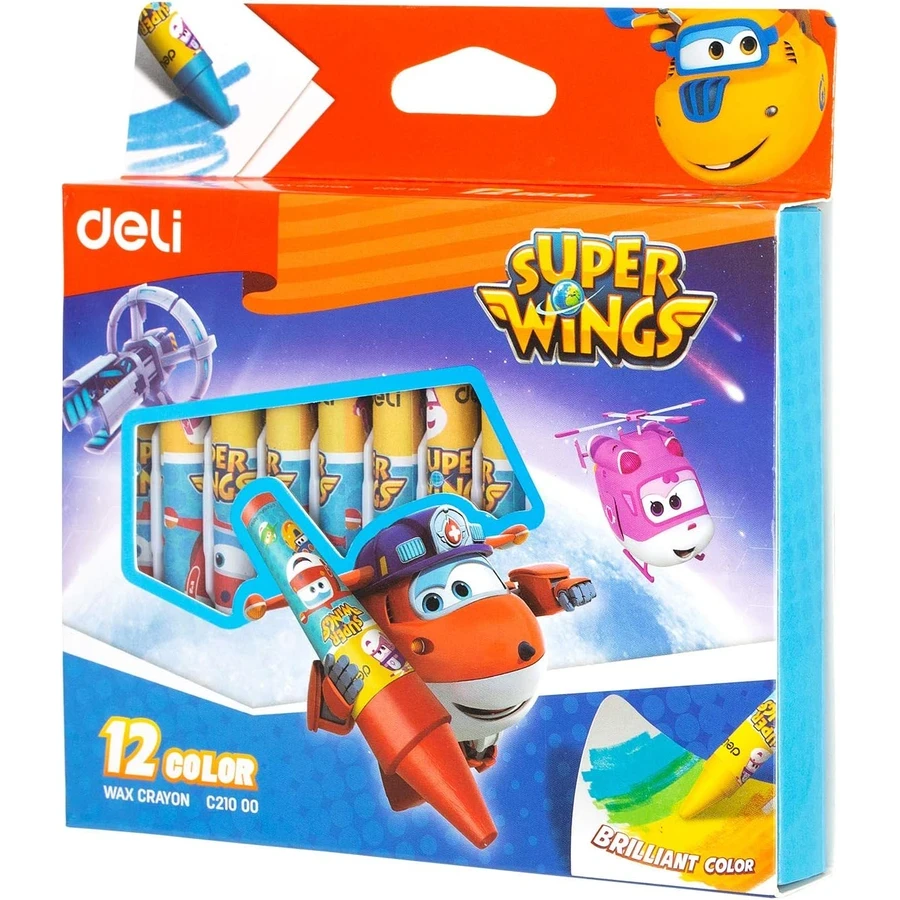 Deli 12-Color Wax Crayon Set | Vibrant Multicolor Non-Toxic Wax with Paper Wrapping for Kids & School Projects | EC21000