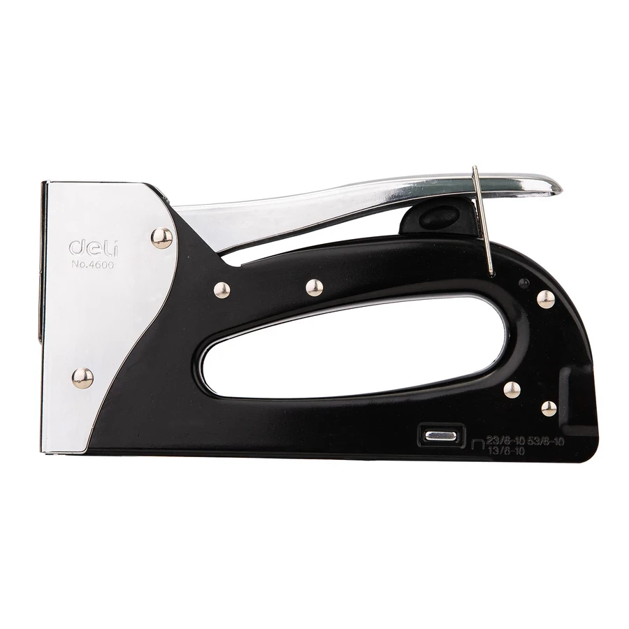 Deli Heavy-Duty Metal Gun Tacker (10mm Max Depth) | All-Metal Steel Body Manual Staple Gun with Safe Lock | E4600