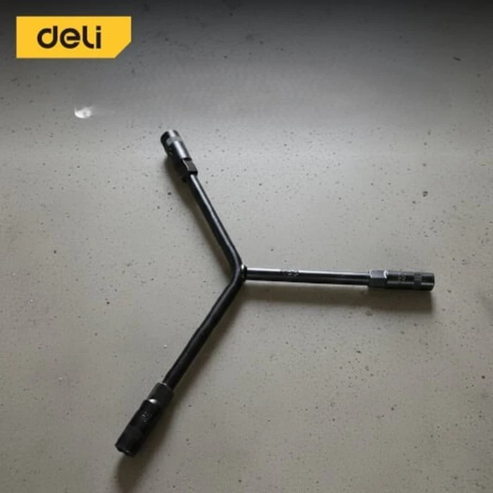 Deli 3-Way Y-Type Professional Socket Wrench | Heavy-Duty 8mm, 10mm & 12mm High-Carbon Steel Metric Driver with Black Anti-Rust Coating | EDL81012B