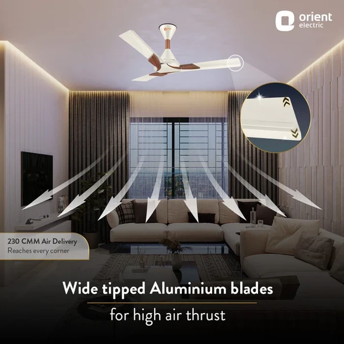 Orient 1200mm Premium Ceiling Fan | Massive 8122 CMM Industrial-Strength Airflow | High-Grade Aluminium Blades Luxury Metallic Matt Finish | Wendy