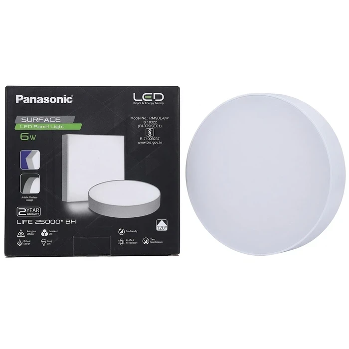 Panasonic Round Rimless Surface-Mounted LED Panel Light (6W & 12W) | 100 Lm/W Edge-to-Edge 4kV Surge Protected 140-275V Wide Voltage Ceiling Light | PPAM16 REFRESH Series