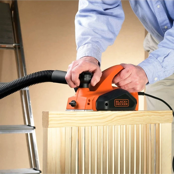 BLACK+DECKER 2.0mm Depth-of-Cut Electric Wood Planer | Precision V-Groove Chamfering & Timber Surfacing Machine | KW712-B5