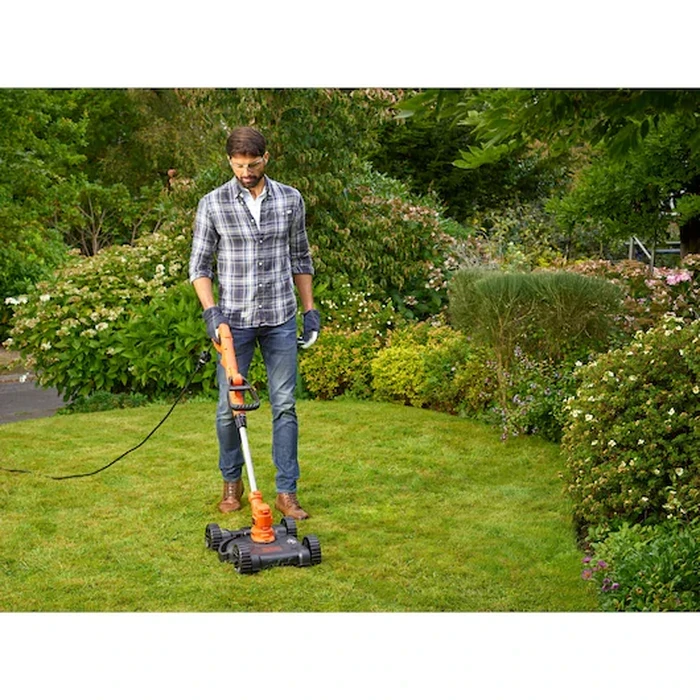 BLACK+DECKER 550W 3-in-1 30cm Corded Electric Multi-Function String Trimmer & Lawn Mower | AFS Auto-Feed with Detachable Wheeled Deck & Telescopic Pole | BESTA530CM-GB